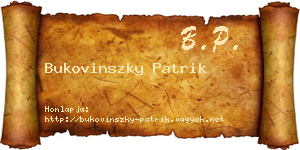 Bukovinszky Patrik névjegykártya